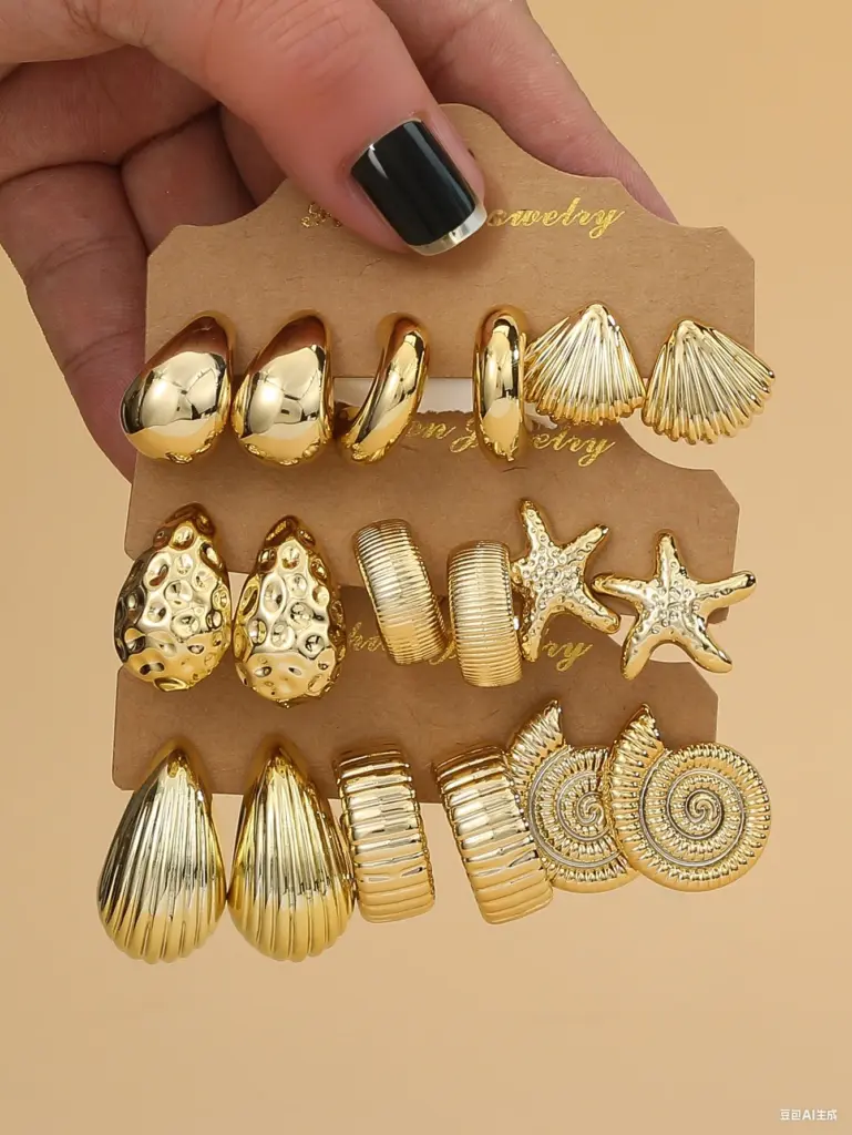 Starfish & Seashell Earrings Set — Women's