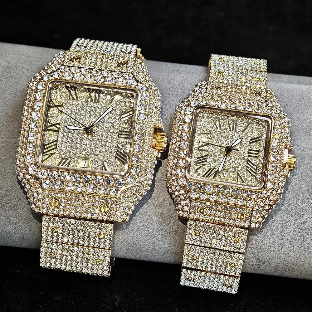 Full Diamond Square Ice Watch — Unisex
