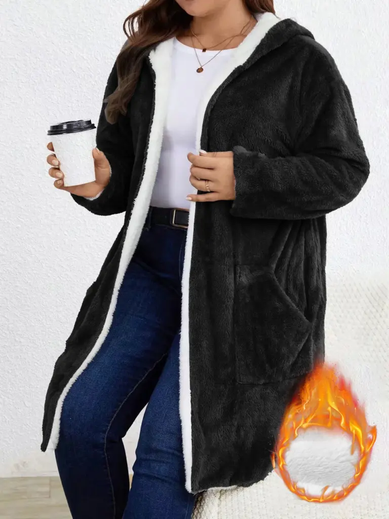 Fleece-Lined Hooded Cardigan — Sherpa Trim, Women's