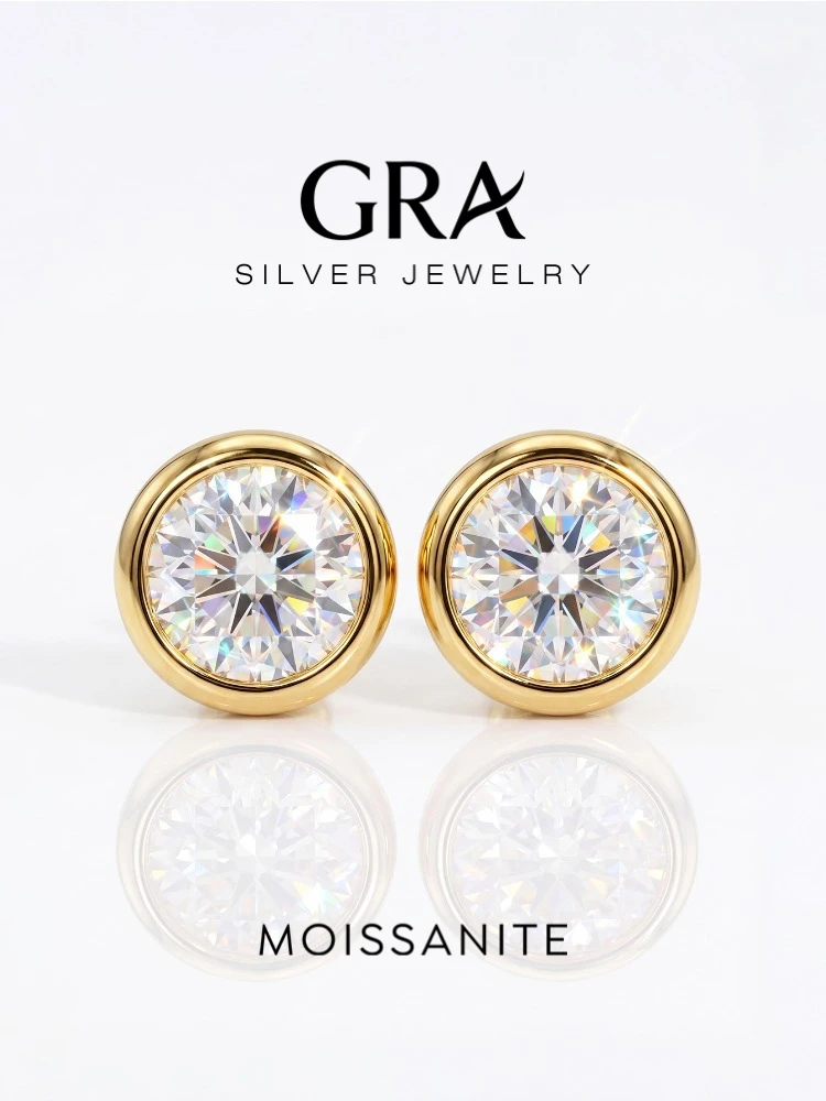 0.5-1ct Moissanite Stud Earrings — 925 Sterling Silver, Women's