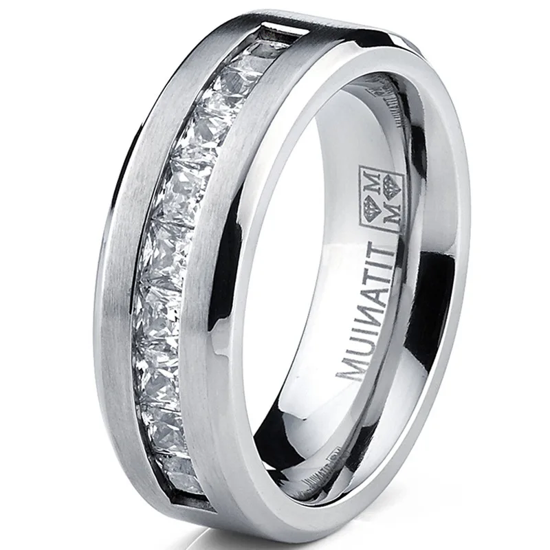 Zirconia Cocktail Ring — Stainless Steel, Sizes 7-13, Men's