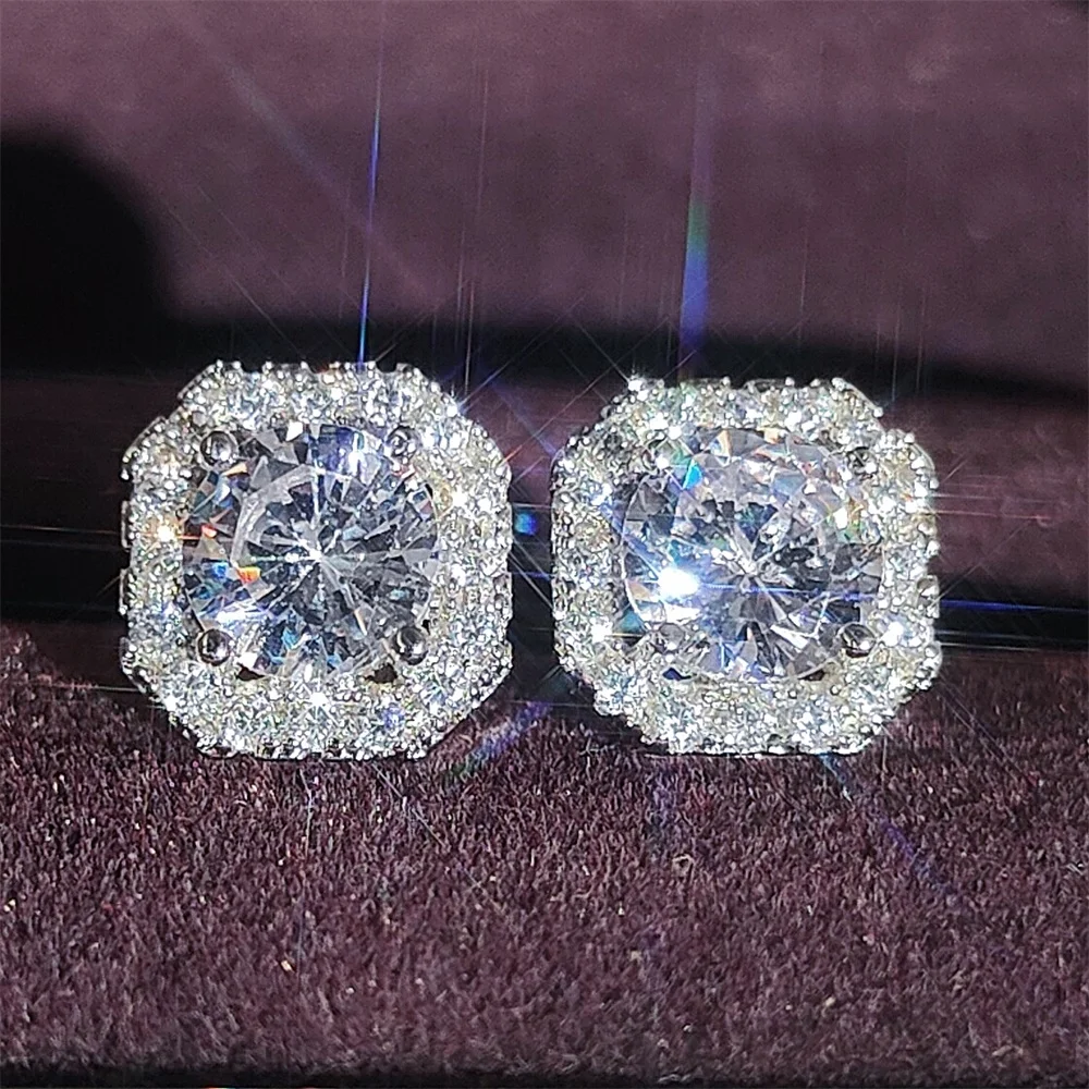 Zirconia Stud Earrings — Silver-Tone, Women's