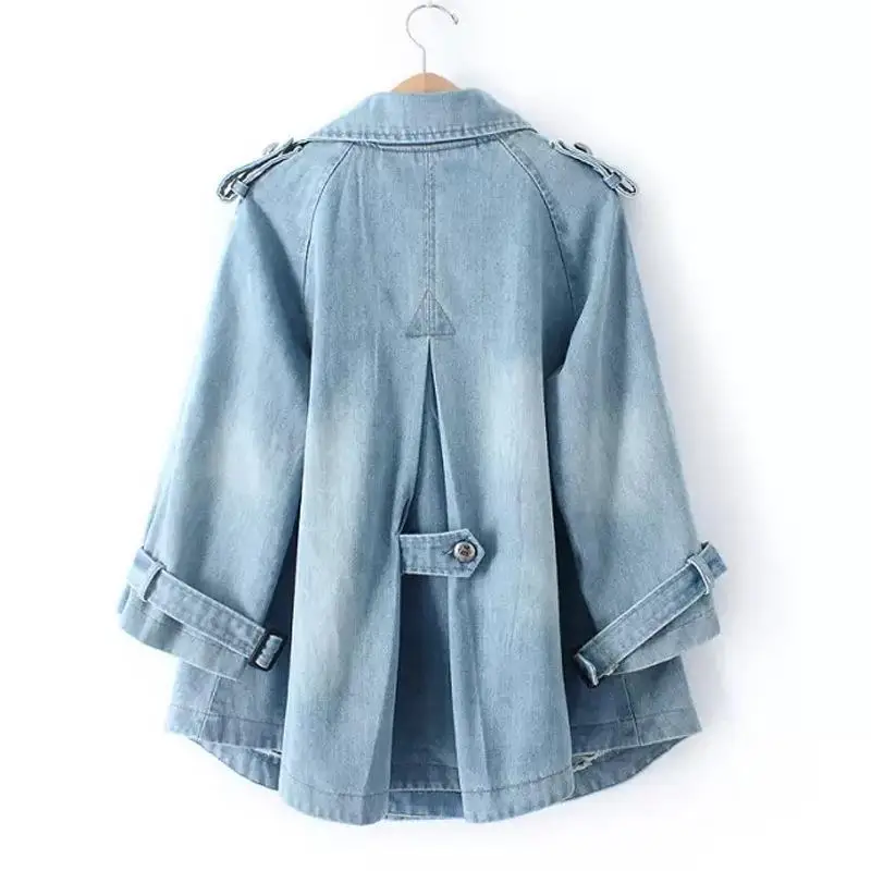 Denim Cape Coat — Double-Breasted, Women's