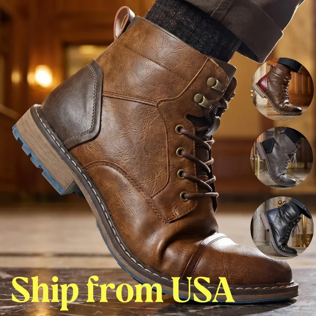 Retro Leather Ankle Boots — Men's