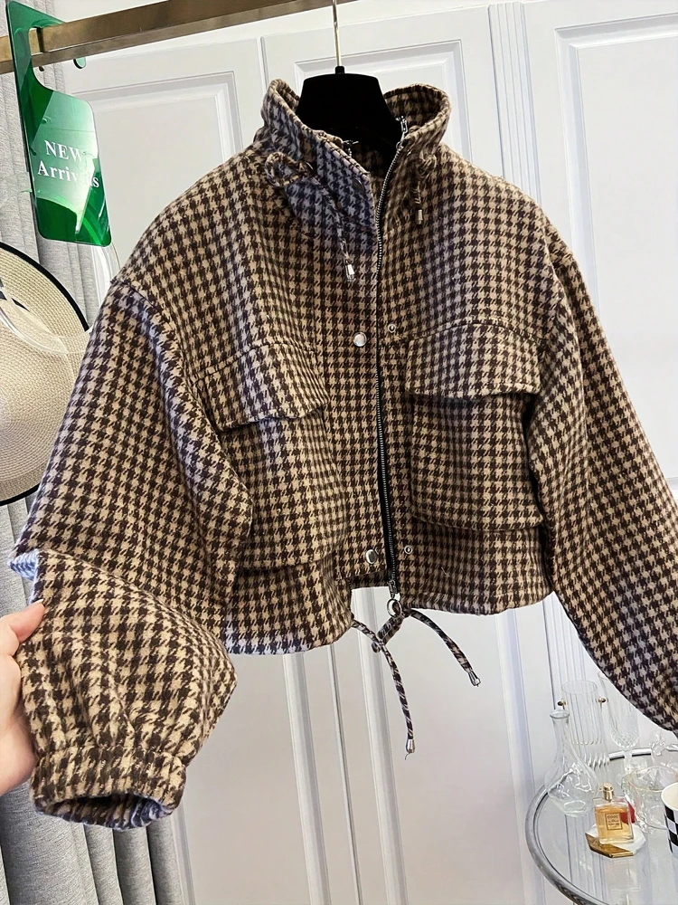 Houndstooth Cropped Jacket — Women's
