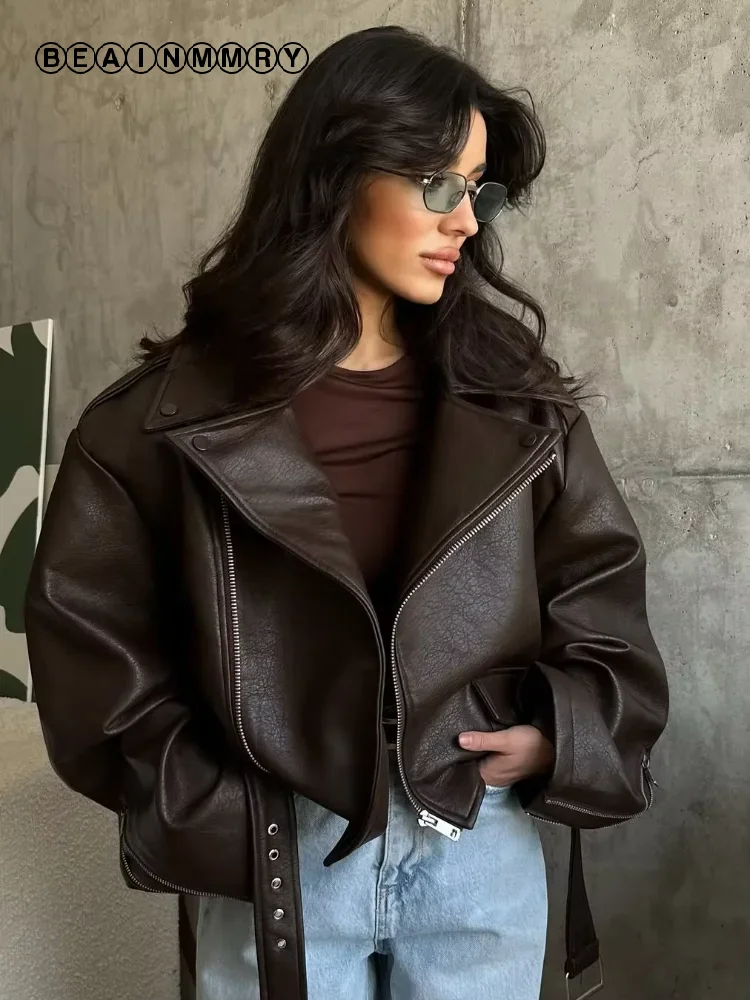 Dark Red Leather Jacket — Women's