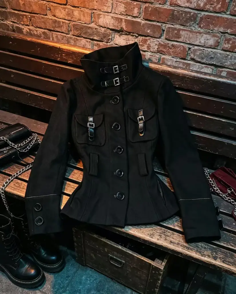 Vintage High-Neck Jacket — Black, Women's