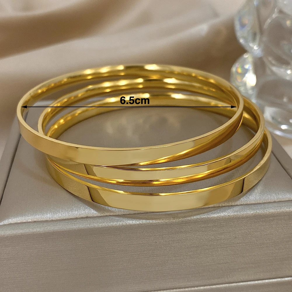 18K Gold-Plated Bangle Set — Stainless Steel, Women's