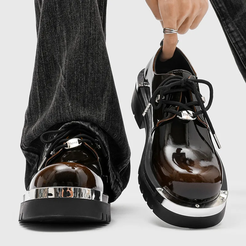 British Style Derby Shoes — Platform Leather, Men's