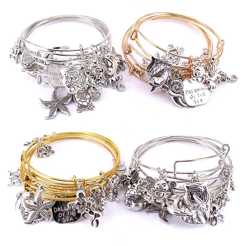 Marine Life Charm Bangle Set — Women's