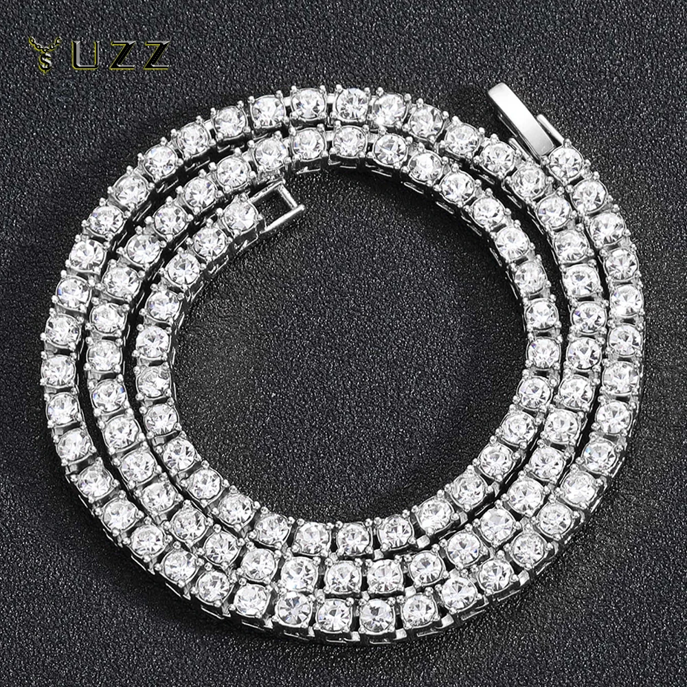 5MM Iced-Out Tennis Chain — Silver-Tone, Men's