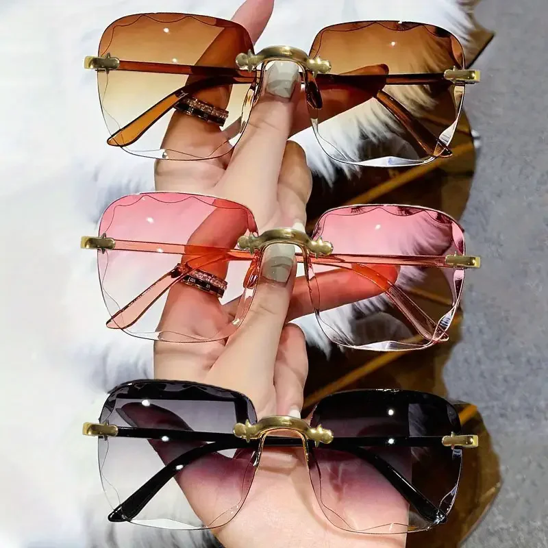 Square Rimless Sunglasses — UV400, Unisex