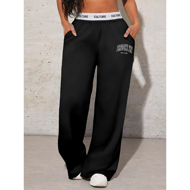Letter-Printed Sweatpants — Loose Fit, Women's