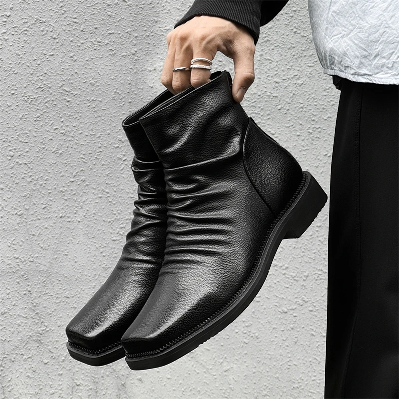 Vintage Zip Ankle Boots — Leather, Men's